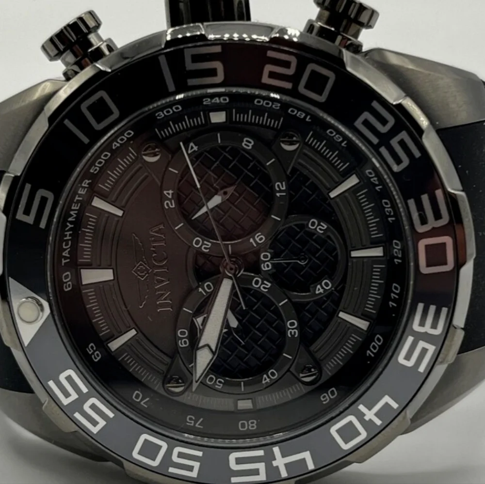 MENS BLACK n CHARCOAL 50MM INVICTA SPEEDWAY WATCH - Picture 2 of 4